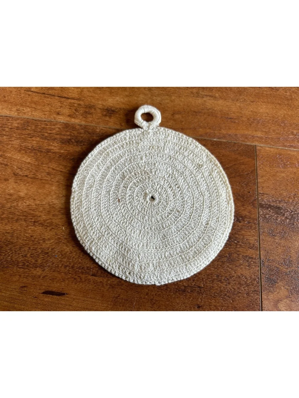 Handmade Crochet Round Pot Holder in Cream